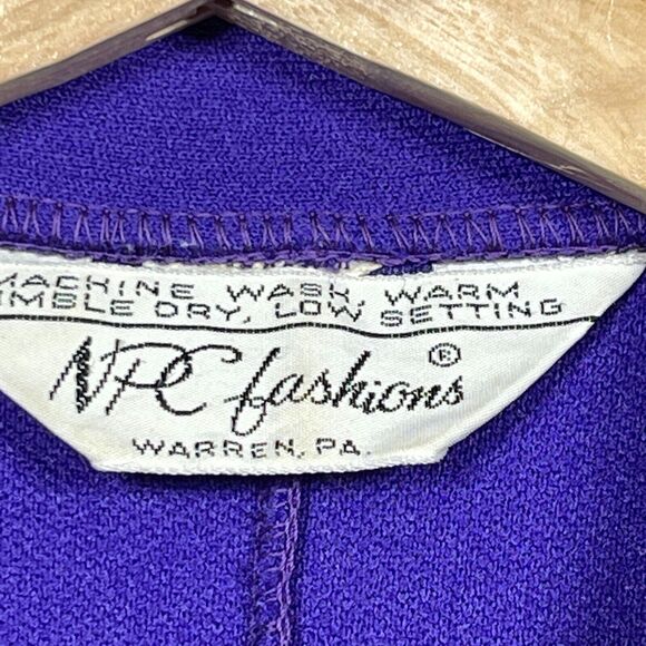 VTG NRC Fashions Blouse Women Purple Dagger Collar Button Up 60s 70s Mod MCM - Picture 7 of 14